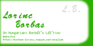 lorinc borbas business card